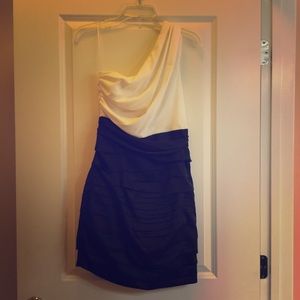 LAST CALL-Express b&w one shoulder dress
